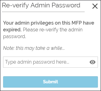 Re-verify Admin Password